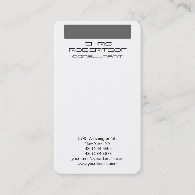 White Gray Muster Attraktive Charm Business Card Visitenkarte (Vorderseite)