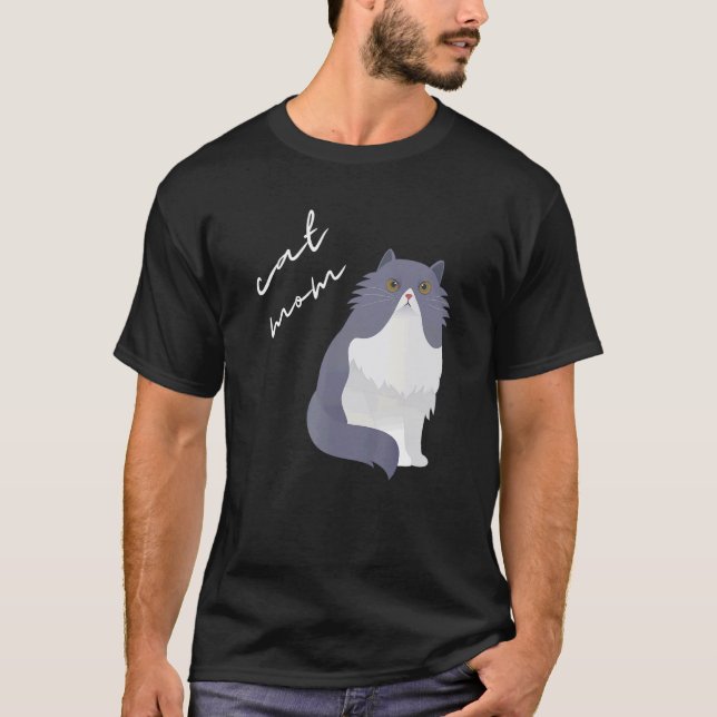 White & Gray Persian Cat Mom For Cat T-Shirt (Vorderseite)
