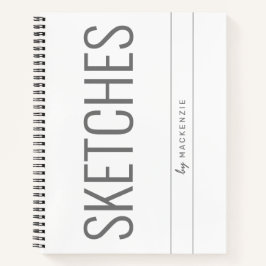 White Gray Sketching Book Big Title Personalisiert Notizbuch