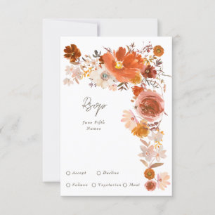 White Gray Terracotta Blumenstrauß Hochzeit RSVP Karte