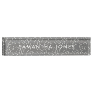 White Gray Terrazzo Klassische Personalisierte Nam Namensplakette