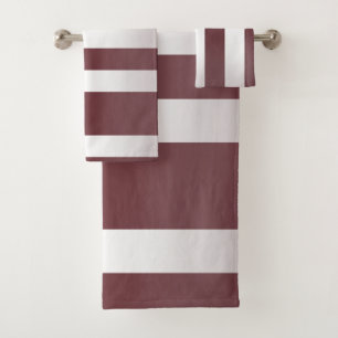 White Grayish Burgundy Red gestreift Badhandtuch Set