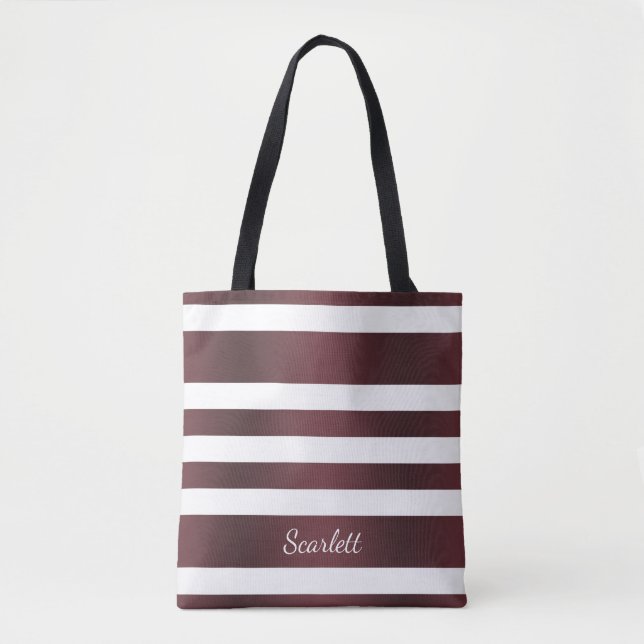 White Grayish Burgundy Red gestreift Tasche (Vorderseite)
