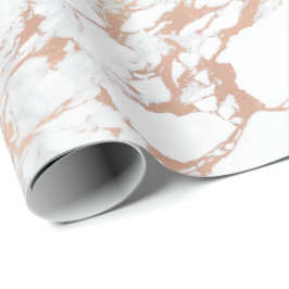 White GrayPink Rose Gold Blush Carrara Marmor Lux Geschenkpapier