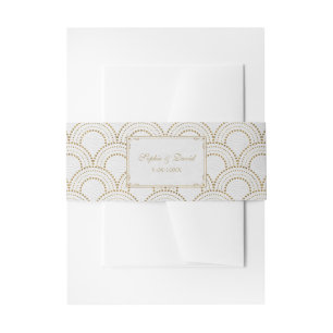 White Great Gatsby Art Deco Gold Hochzeit Einladungsbanderole