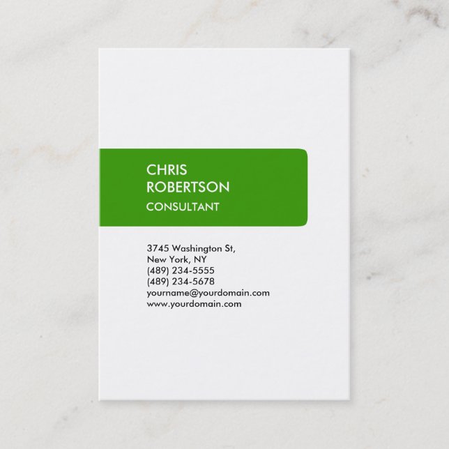 White Green Attractive Chubby Business Card Visitenkarte (Vorderseite)