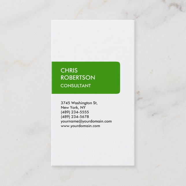 White Green Attraktive Charming Business Card Visitenkarte (Vorderseite)