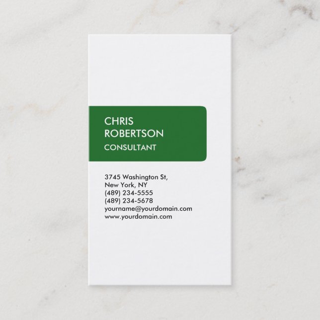 White Green Attraktive Charming Business Card Visitenkarte (Vorderseite)