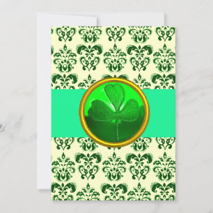 WHITE GREEN DAMASK MIT KLEEBLATT St Patrick's Day Einladung
