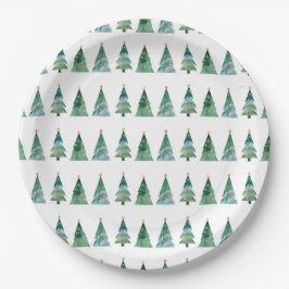 White Green Festive Winter Tree Christmas   Pappteller