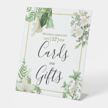 White Green Floral Gold Hochzeitskarten & Geschenk