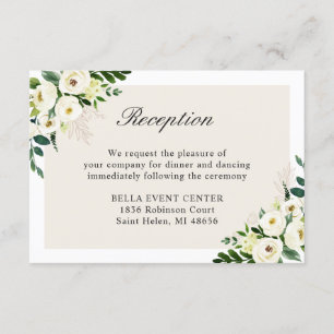 White Green Floral Wedding Details Empfang Begleitkarte