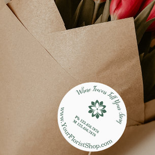 White & Green Florist Shop Runde Produktmarken Etiketten