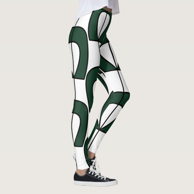 White Green Modern Geometric Fun Workout Leggings (Rechts)