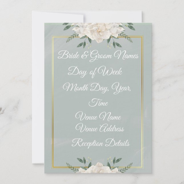 White & Green Modern Minimalist Wedding Invitation (Devant)