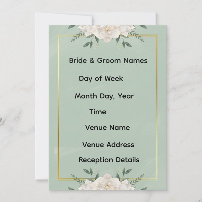 White & Green Modern Minimalist Wedding Invitation (Devant)