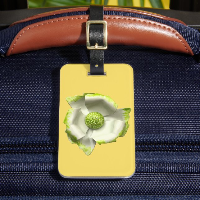 White Green Spring Blossom MOD Retro Blume 60er Gepäckanhänger (Vorderseite Insitu 2)