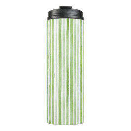 White Green Stripes Thermosbecher