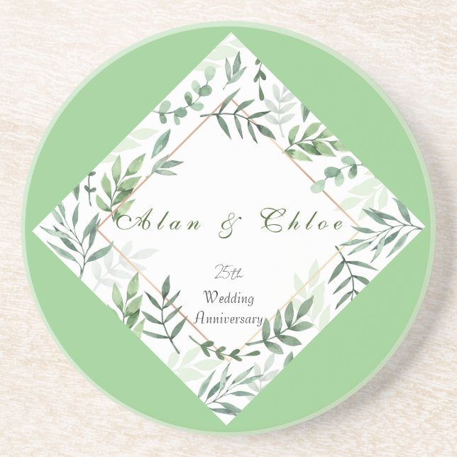 White Green Wedding Sandstone Untersetzer (Vorne)