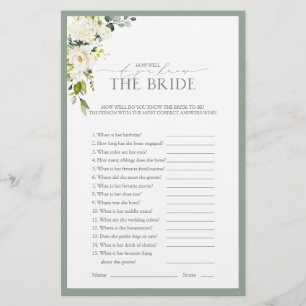 White Grey Green Watercolor Brautparty Game