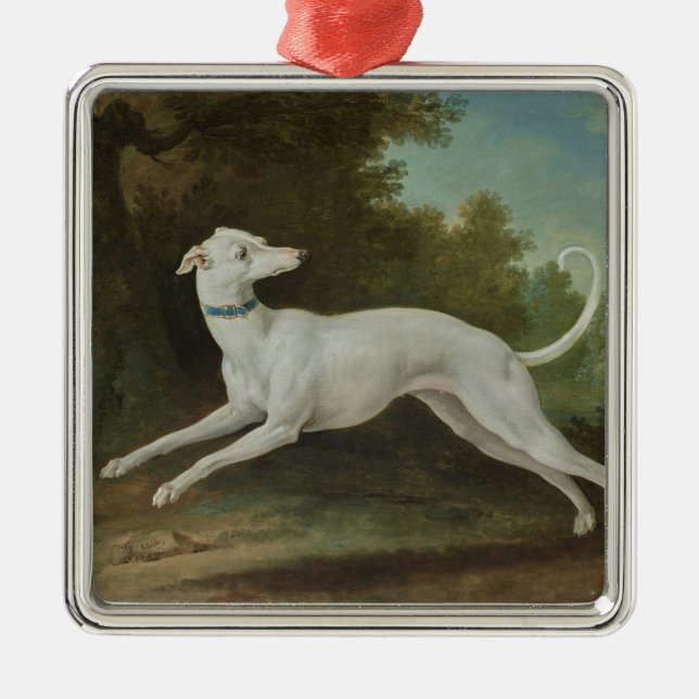 White Greyhound Dog (von Jean-Baptiste Oudry) Ornament Aus Metall (Vorne)