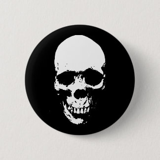White Grim Sensenmann Skull Button