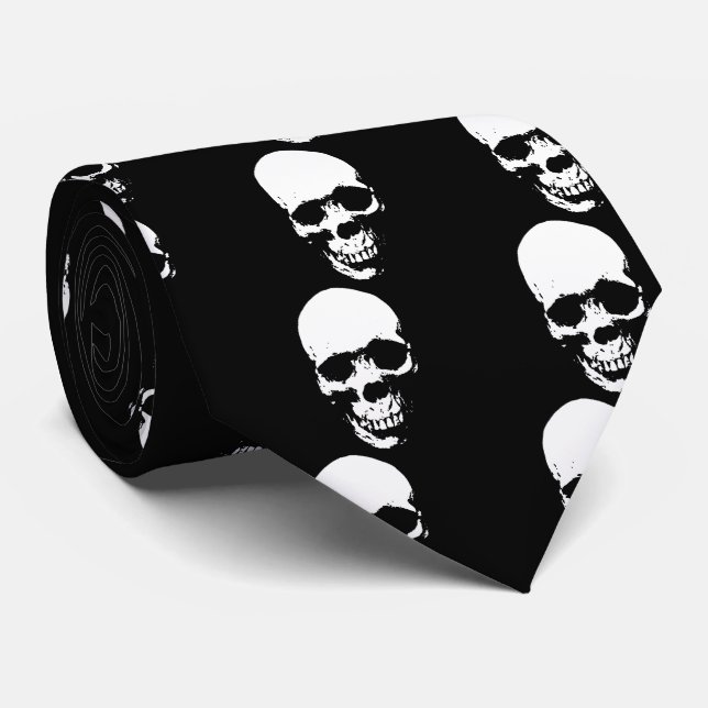 White Grim Sensenmann Skull Krawatte (Gerollt)