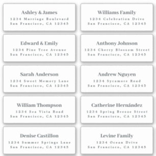 White Guest Address Labels ORDER 6" oder 8" Blatt!