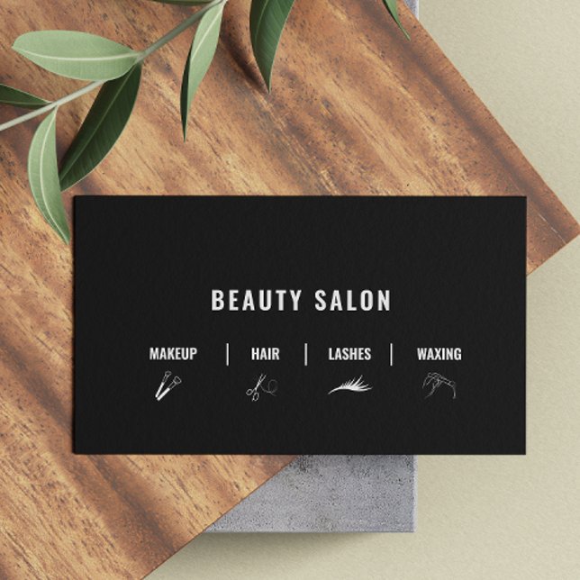 White Hair Salon Modern Bold Qr Code Social Media Visitenkarte (White Hair Salon Modern Bold Qr Code Social Media Business Card)
