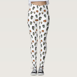 🤍 White Halloween Frankenstein Leggings 🎃 👻