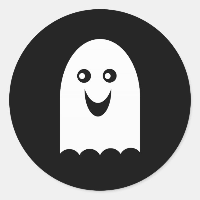 White Halloween Ghost Runder Aufkleber (Vorderseite)