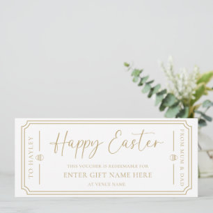 White Happy Oaster Gutscheinkarte Einladung