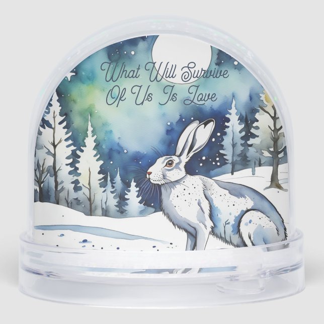 White Hare in the snow and pine trees, I Love You  (Arrière)