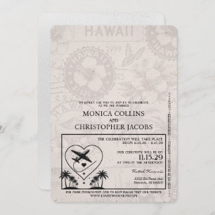White Hawaii Passport Faire-part de mariage
