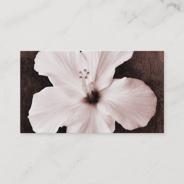 White Hawaiian Hibiskus Sepia Tropical Blume Visitenkarte (Vorderseite)