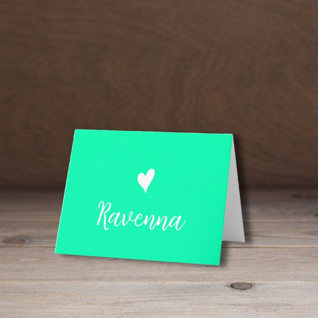 White Heart and Handwritten Name Seafoam Green (Von Creator hochgeladen)