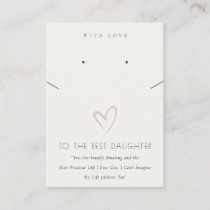 WHITE HEART BEST DAUGHTER GIFT NECKLACE EARRING PLATZKARTE