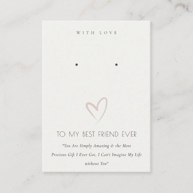 WHITE HEART BEST FRIEND GIFT EARING DISPLAY PLATZKARTE (Vorderseite)