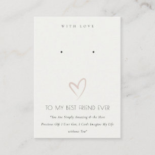 WHITE HEART BEST FRIEND GIFT EARING DISPLAY PLATZKARTE