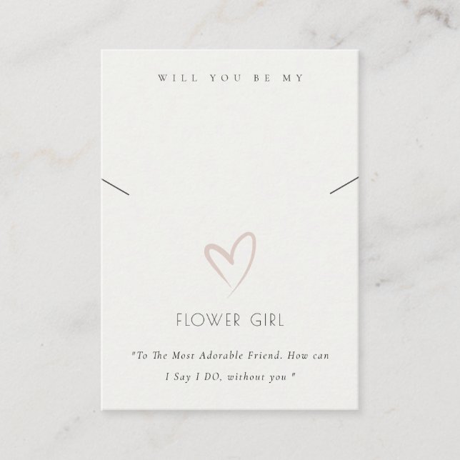 WHITE HEART FLOWER GIRL GIFT NECKLACE DISPLAY PLATZKARTE (Vorderseite)