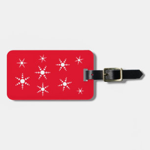 White Heart Snowflakes Red Luggage Tags Gepäckanhänger