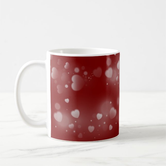 White Hearts on Red Background Kaffeetasse (Links)