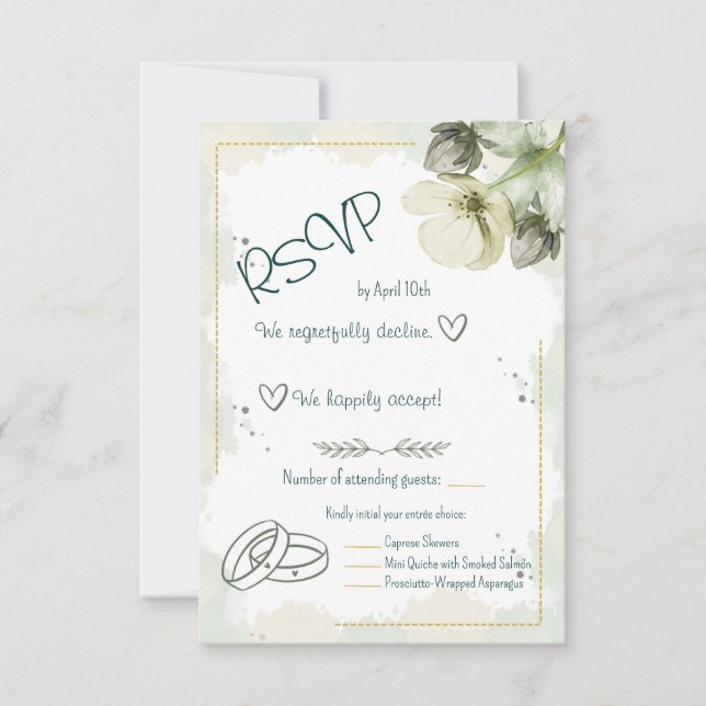 White Hellebore Watercolor Florals RSVP Karte (Vorderseite)