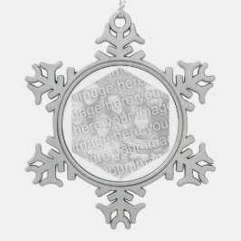 White Hexagon Foto Border Schneeflocken Zinn-Ornament