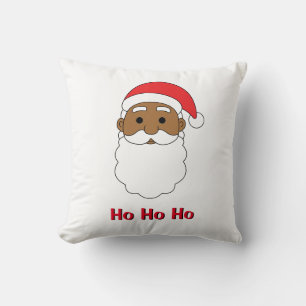 White Ho Ho Ho African American Santa Claus Family Kissen