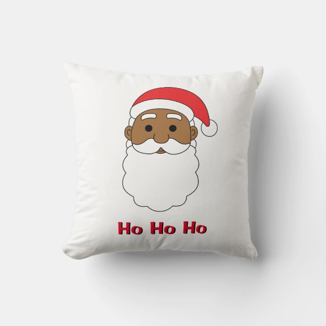 White Ho Ho Ho African American Santa Claus Family Kissen (Vorderseite)