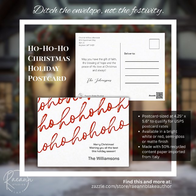 White Ho-Ho Weihnachtsfeiertag Postkarte (Von Creator hochgeladen)