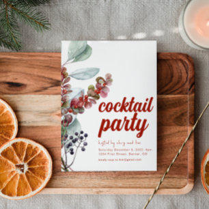 White Holiday Berries Fête Invitation