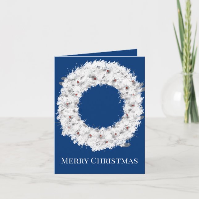 White Holiday Wreath Feiertagskarte (Vorderseite)