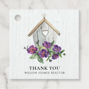 WHITE HOLZ BLUMENBIRDHOUSE REALTOR DANKE GESCHENKANHÄNGER